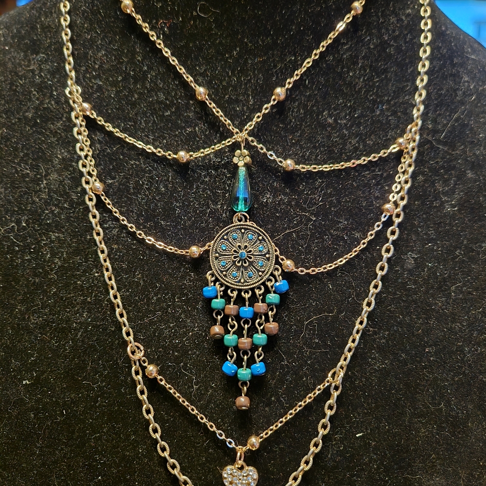 Elegant Gold and Turquoise Layered Necklace